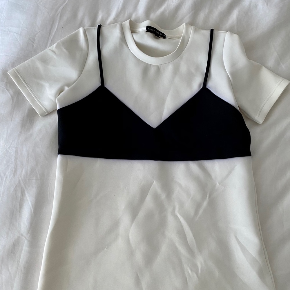 Vintage top and suede material black mini skirt